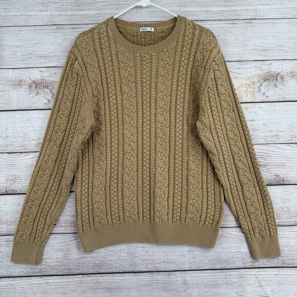 Katin Cable Knit Crewneck Sweater Men's Size Medium Camel Tan - Picture 1 of 10